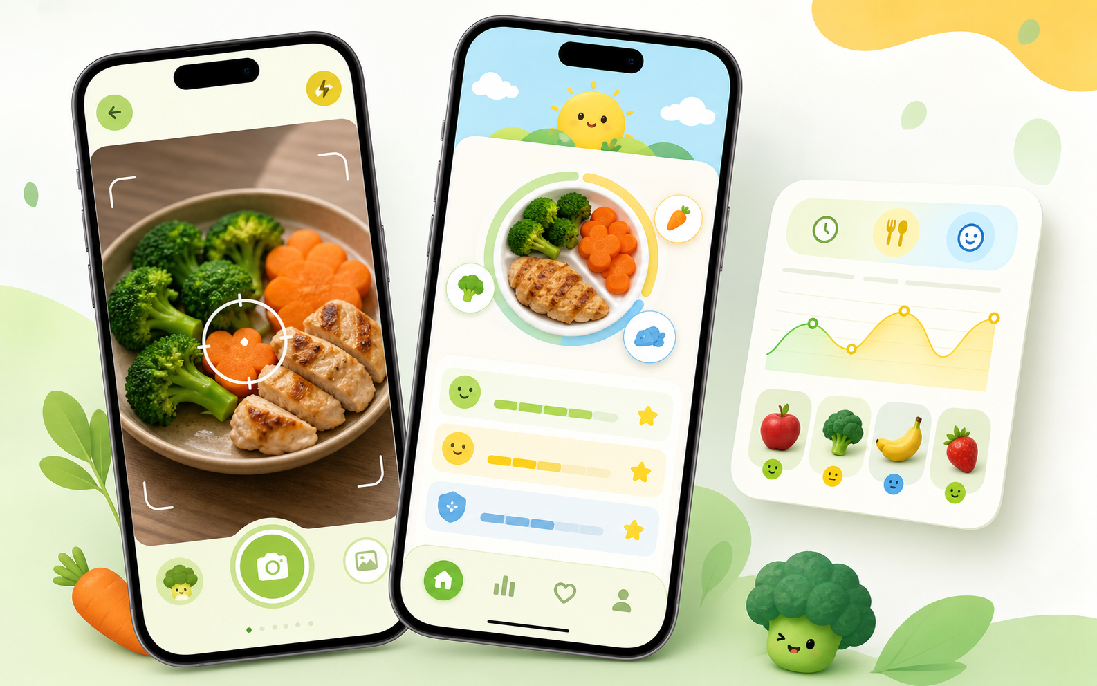 AI mobile food recognition app illustration
