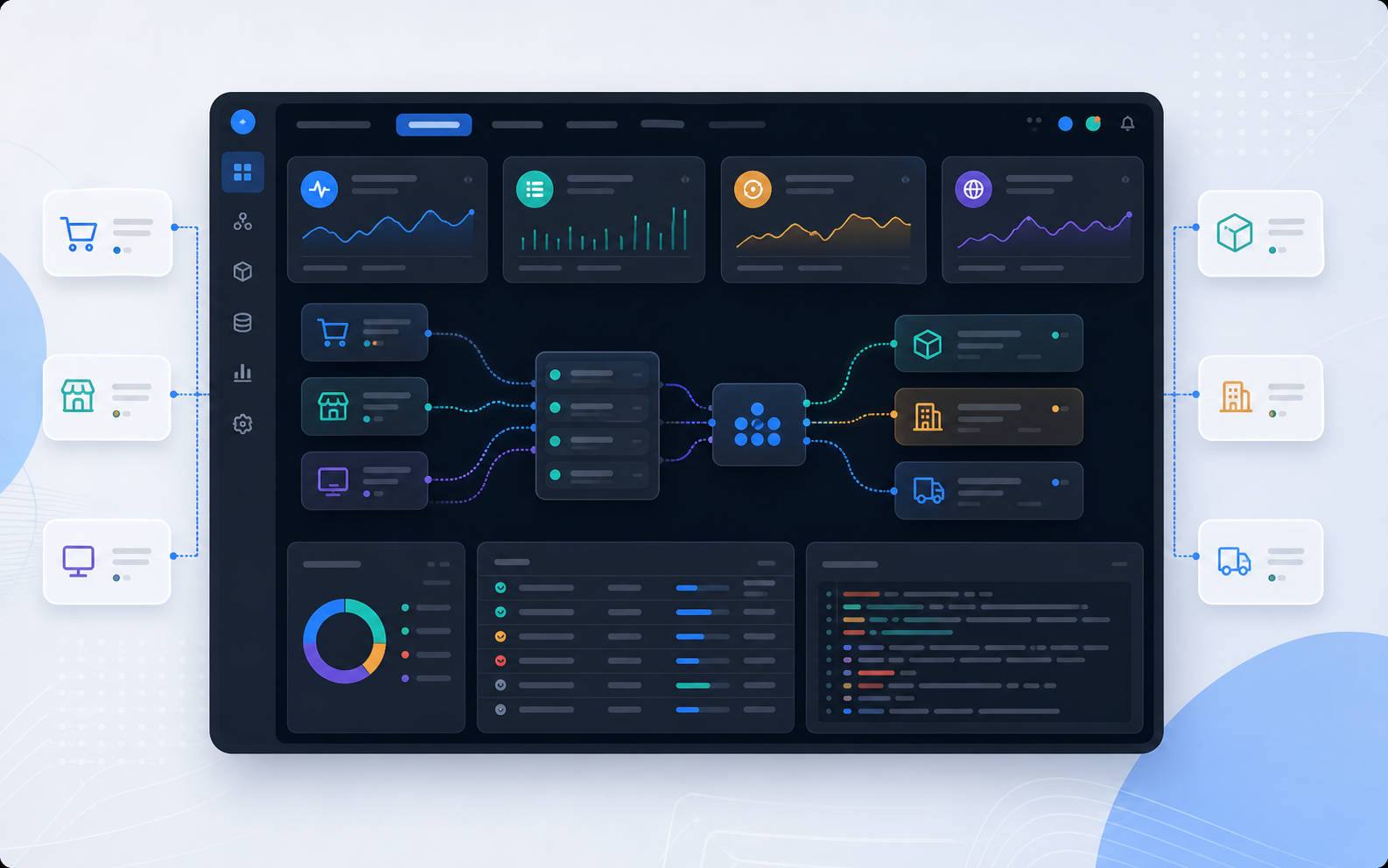 Systems integration middleware dashboard illustration